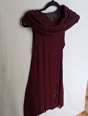 Widow Women's Deep Red Distressed Sweater tunnic